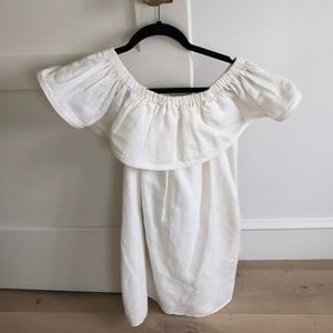 Line and dot off the shoulder linen dress size xs